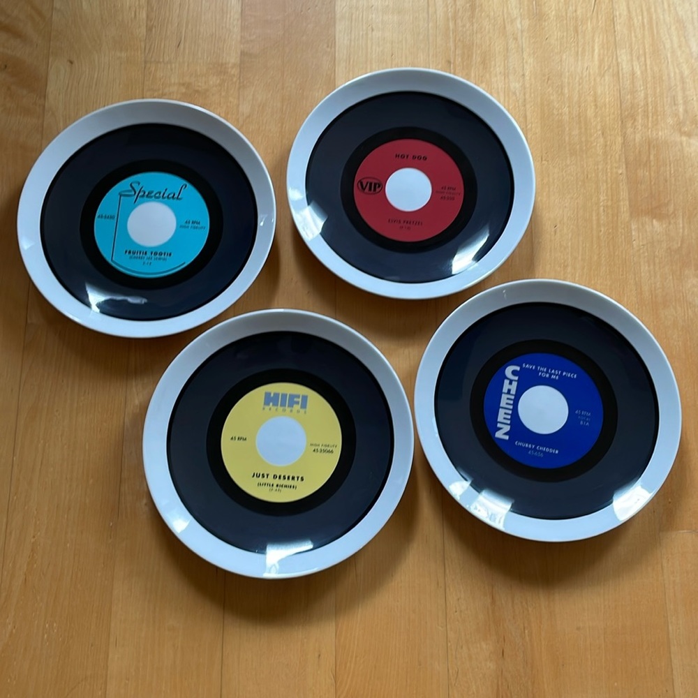 Vintage Bret Bortner dessert plates set of 4 BIA design 45 rpm